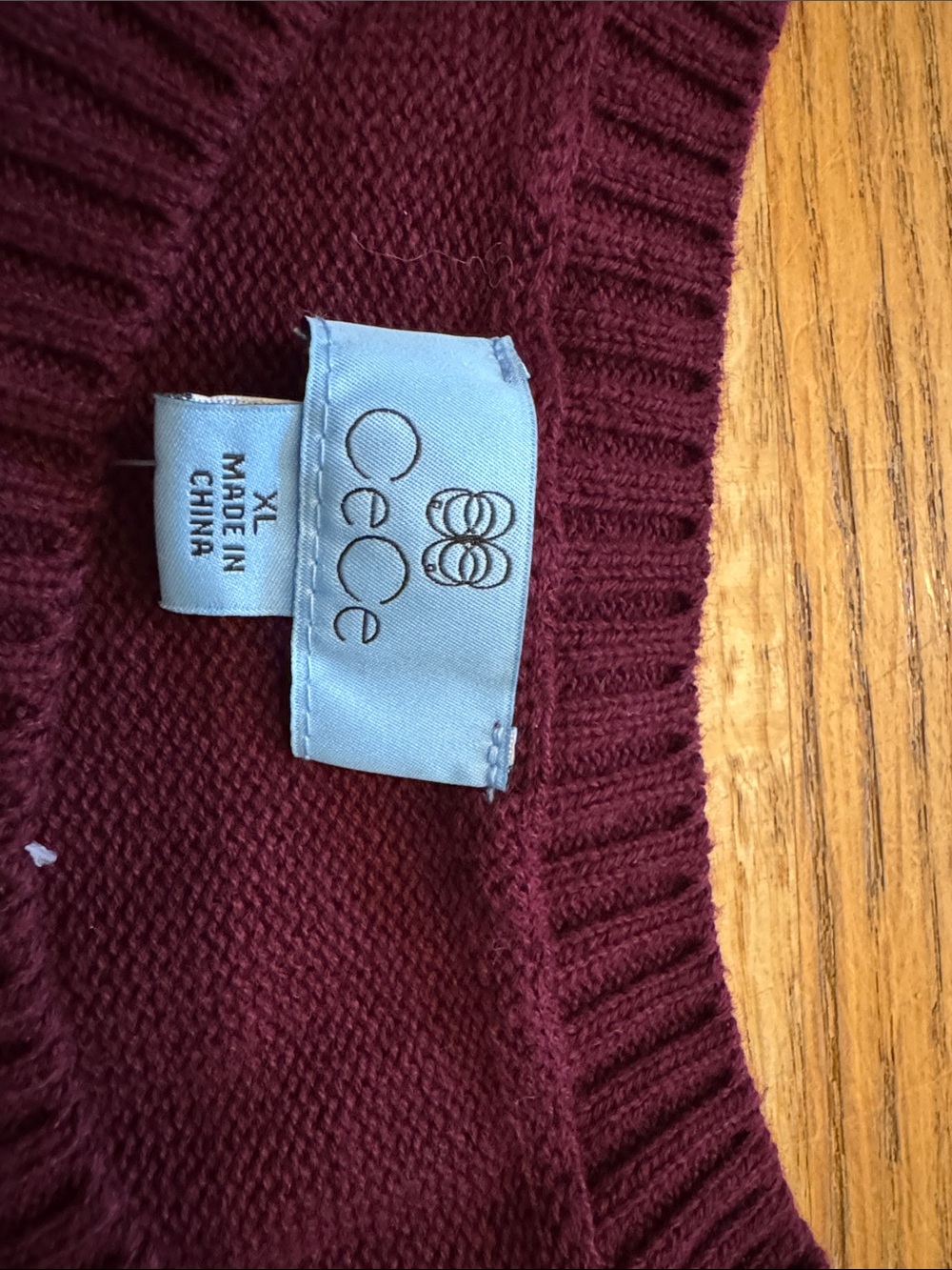 Women's Burgundy Floral Crewneck Sweater by CeCe - Picture 2 of 3